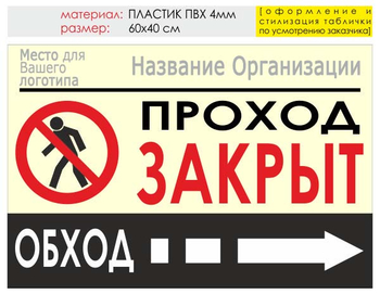 Информационный щит "обход справа" (пластик, 60х40 см) t08 - Охрана труда на строительных площадках - Информационные щиты - ohrana.inoy.org